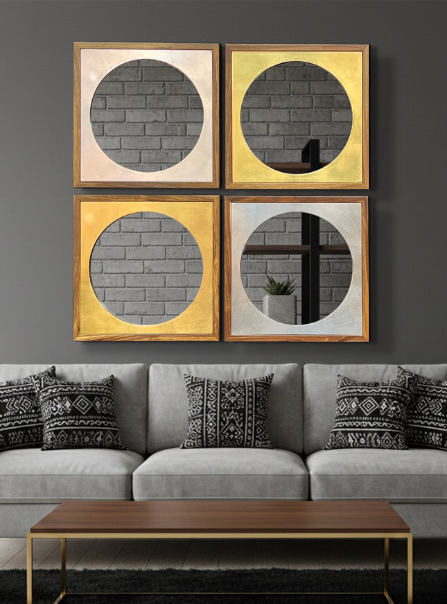 SET ESPEJOS ALBA PAROTA SÓLIDA + HOJA DE ORO + HOJA DE PLATA