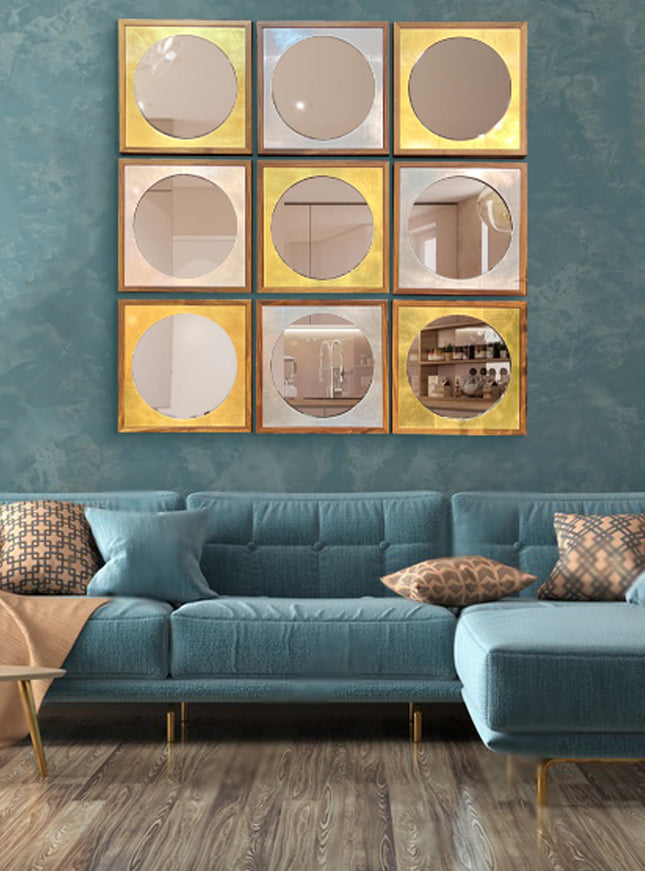 SET ESPEJOS ALBA PAROTA SÓLIDA + HOJA DE ORO + HOJA DE PLATA