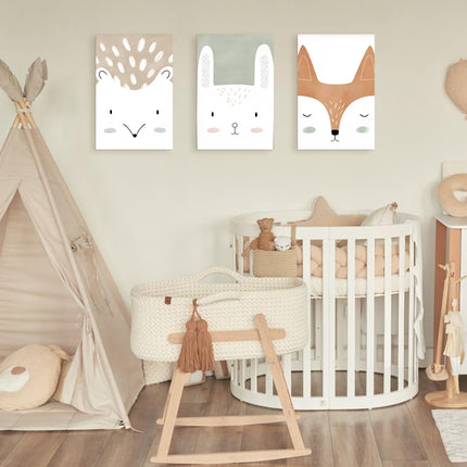 SET DE CUADROS ANIMAL FACES 3 PZAS