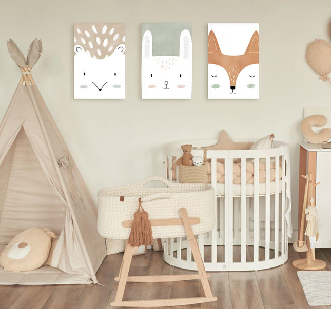 SET DE CUADROS ANIMAL FACES 3 PZAS