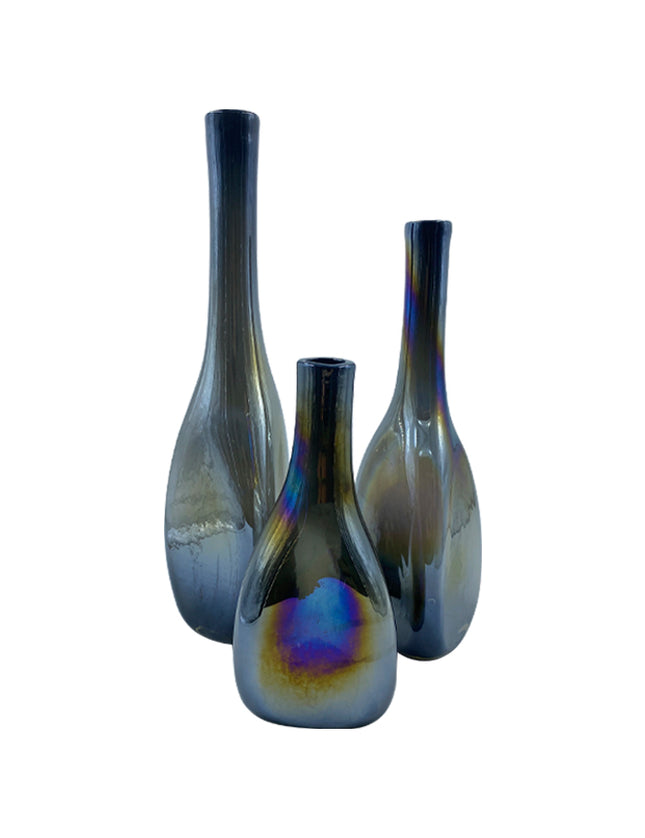 SET JARRONES TRIANGULAR LUSTRE 3 PZAS