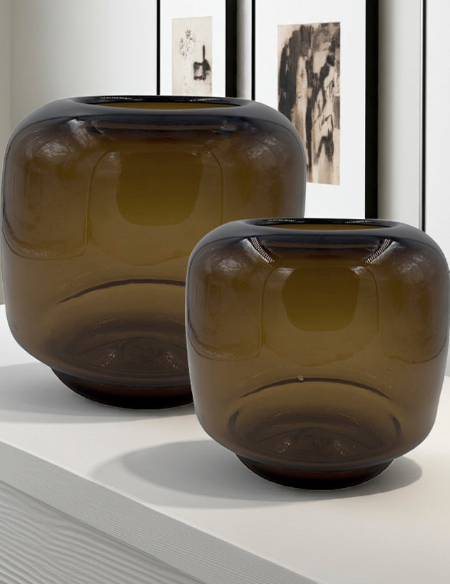 SET JARRONES BALA BUFADA CON PIVOTE CHOCOLATE TRASLÚCIDO 2 PZAS