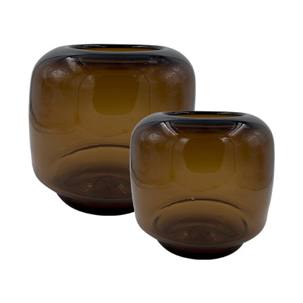 SET JARRONES BALA BUFADA CON PIVOTE CHOCOLATE TRASLÚCIDO 2 PZAS