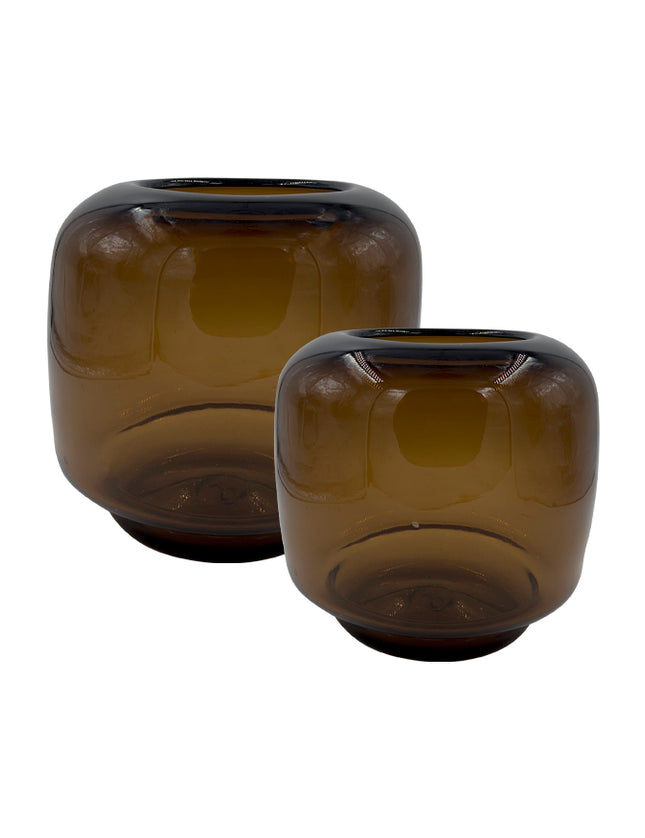 SET JARRONES BALA BUFADA CON PIVOTE CHOCOLATE TRASLÚCIDO 2 PZAS