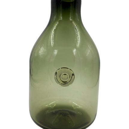 JARRÓN BOTELLA BALA C/BOTÓN VERDE OLIVO TRASLÚCIDO