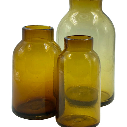 JGO JARRÓN BALERO MINI 3 PZAS ÁMBAR TRASLÚCIDO