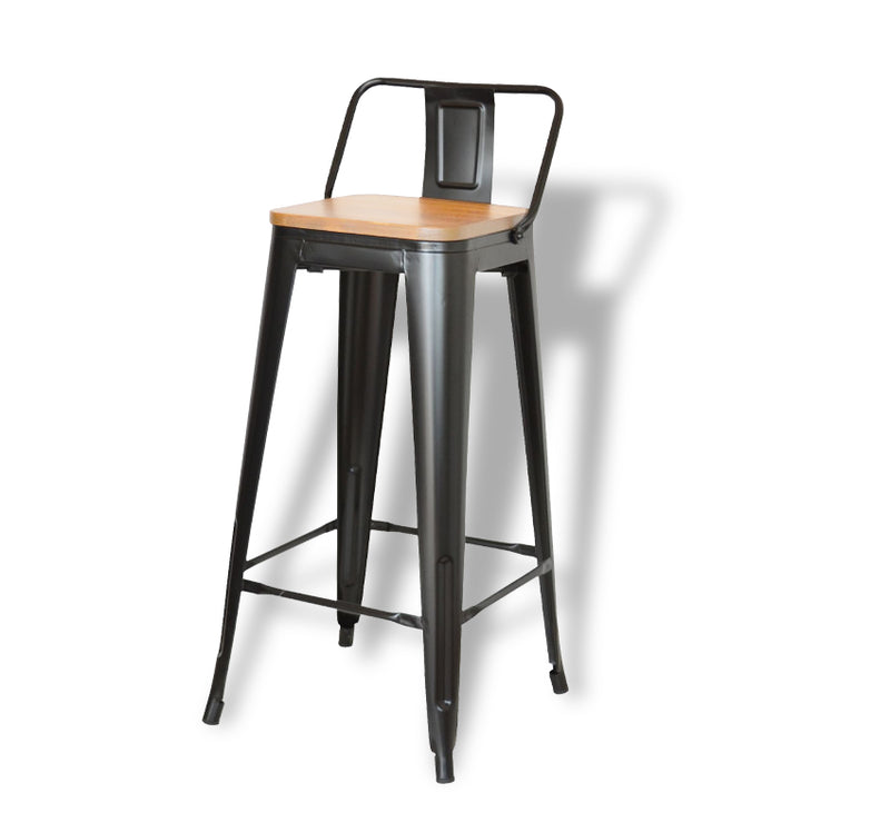 BANCO TOLIX CON RESPALDO Y ASIENTO DE MADERA