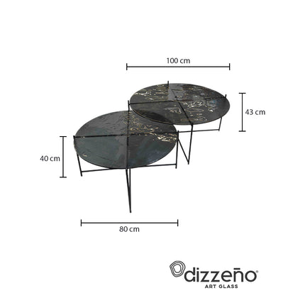 SET MESAS DE CENTRO DE METAL "BÉLGICA TERMOFORMADAS" 2 PZAS NEGRO HUMO