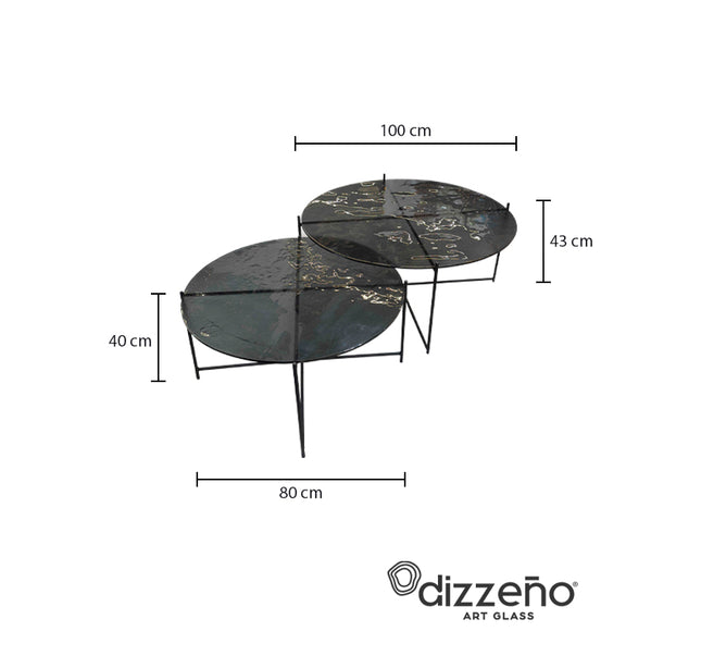 SET MESAS DE CENTRO DE METAL "BÉLGICA TERMOFORMADAS" 2 PZAS NEGRO HUMO