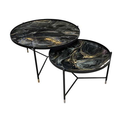 SET MESAS DE CENTRO DE METAL "BISCOTTI" 2 PZAS