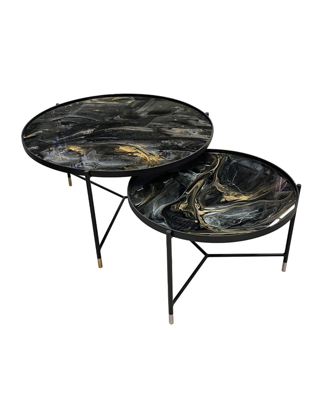 SET MESAS DE CENTRO DE METAL "BISCOTTI" 2 PZAS