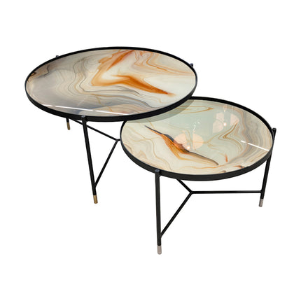 SET MESAS DE CENTRO DE METAL "BISCOTTI" 2 PZAS