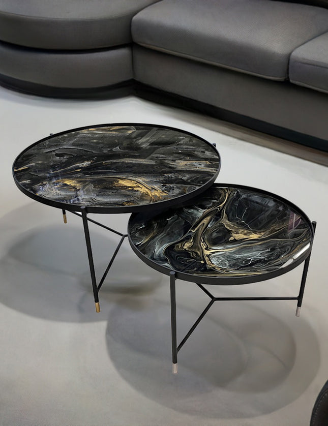 SET MESAS DE CENTRO DE METAL "BISCOTTI" 2 PZAS