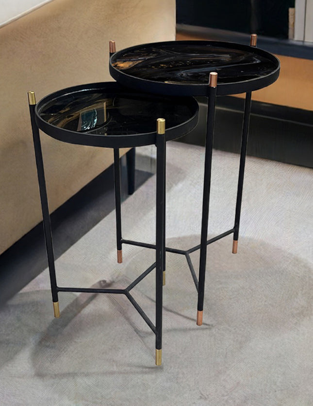 SET MESAS LATERALES DE METAL "BISCOTTI" 2 PZAS