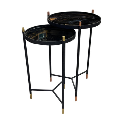 SET MESAS LATERALES DE METAL "BISCOTTI" 2 PZAS