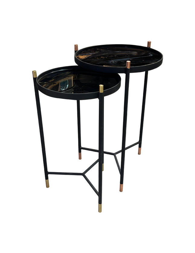 SET MESAS LATERALES DE METAL "BISCOTTI" 2 PZAS