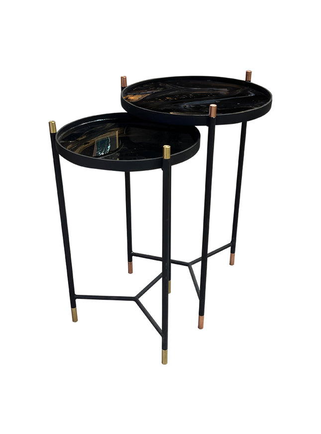 SET MESAS LATERALES DE METAL "BISCOTTI" 2 PZAS