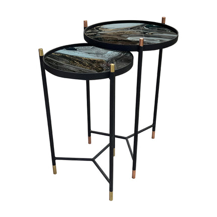 SET MESAS LATERALES DE METAL "BISCOTTI" 2 PZAS