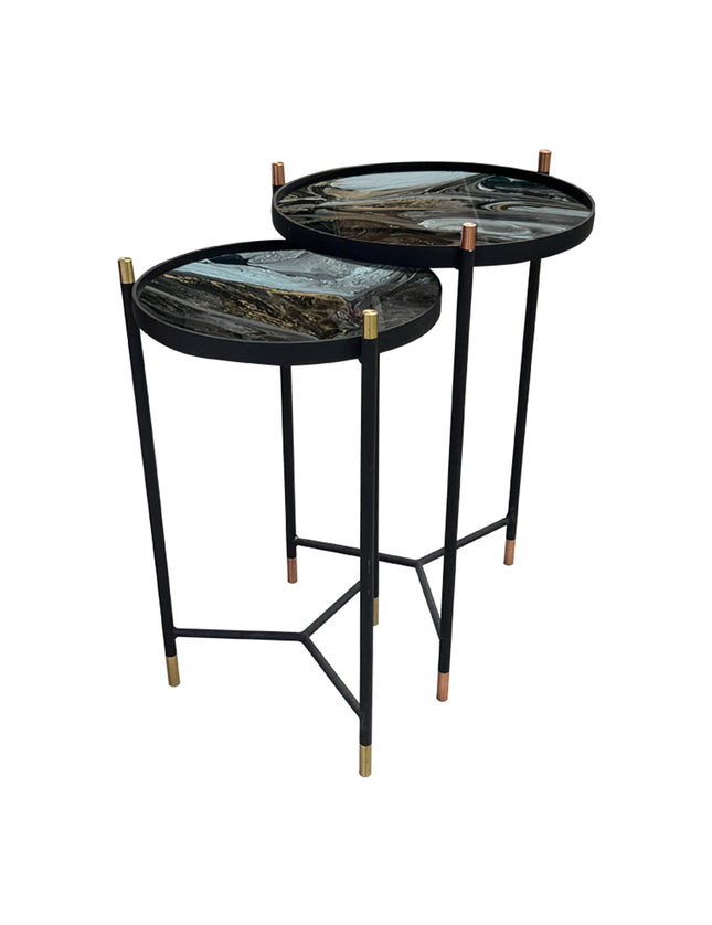 SET MESAS LATERALES DE METAL "BISCOTTI" 2 PZAS