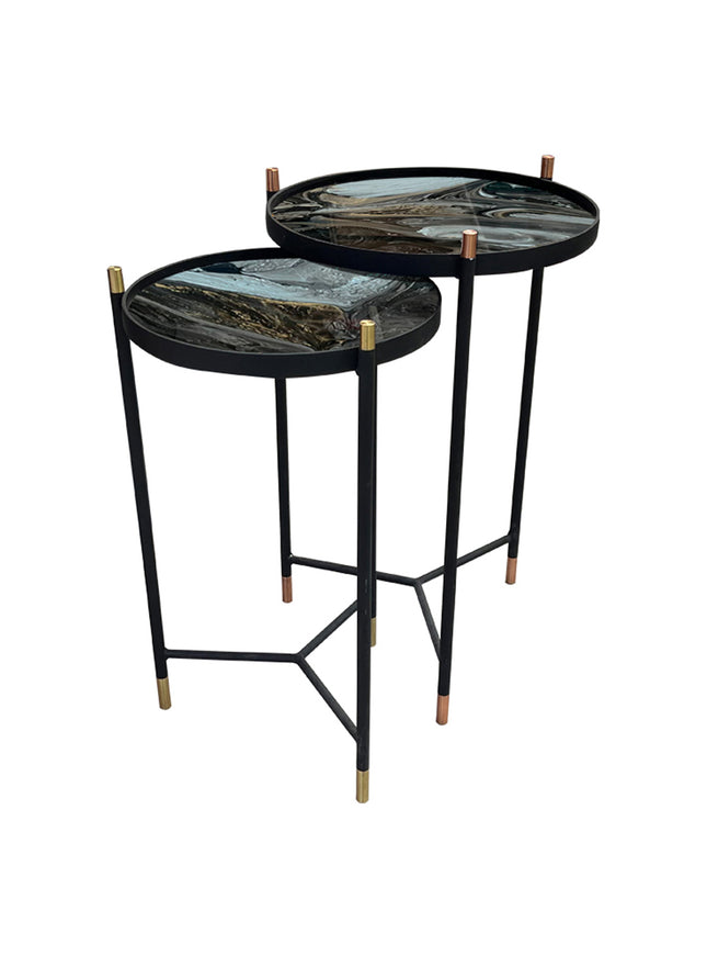 SET MESAS LATERALES DE METAL "BISCOTTI" 2 PZAS