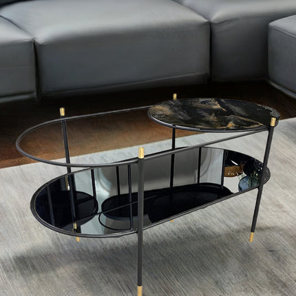 MESA DE CENTRO DE METAL "BISCOTTI OVAL"