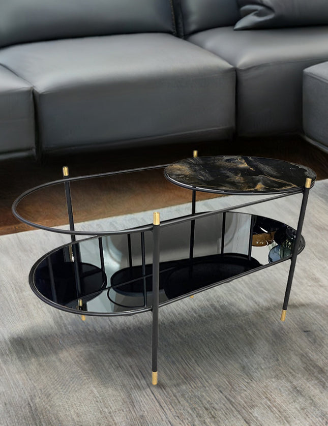 MESA DE CENTRO DE METAL "BISCOTTI OVAL"