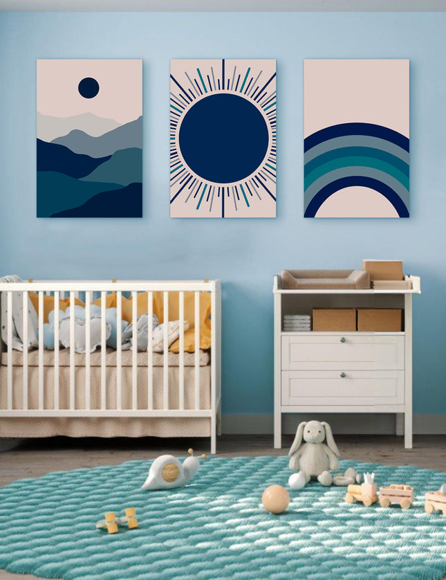 SET DE CUADROS BLUE TIME 3 PZAS