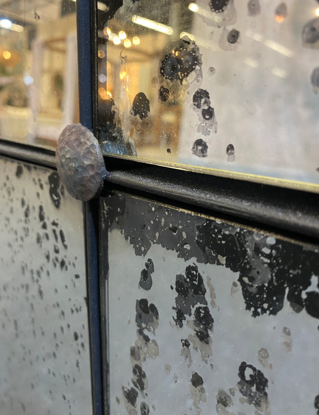 ESPEJO CON METAL BONETTI NEGRO AVEJENTADO