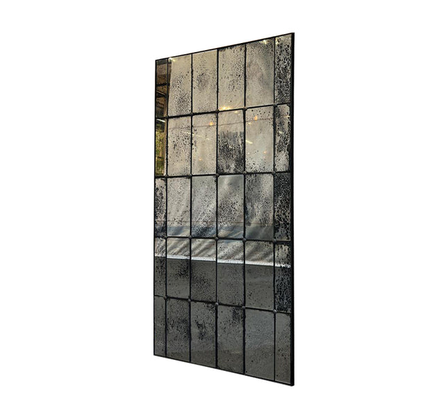 ESPEJO CON METAL BONETTI NEGRO AVEJENTADO