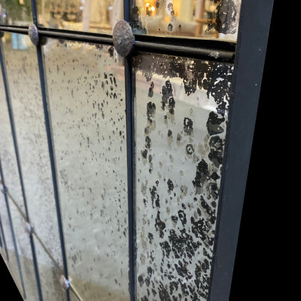 ESPEJO CON METAL BONETTI NEGRO AVEJENTADO