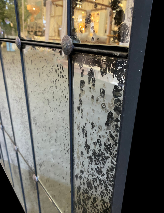 ESPEJO CON METAL BONETTI NEGRO AVEJENTADO