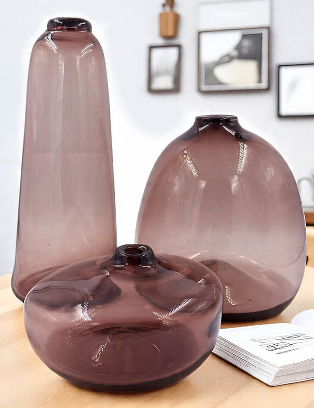 SET JARRONES CAIRO AMATISTA TRASLÚCIDO 3 PZAS