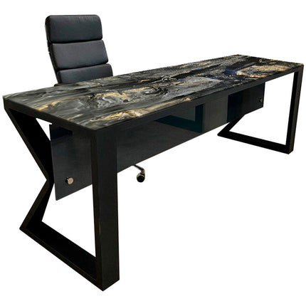 ESCRITORIO CAPILANO BASE DE METAL NEGRO MATE