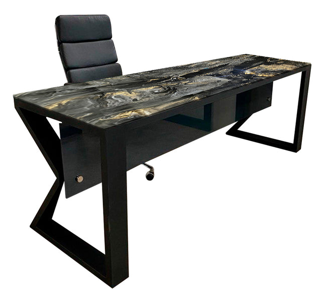 ESCRITORIO CAPILANO BASE DE METAL NEGRO MATE