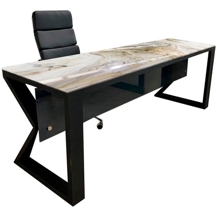 ESCRITORIO CAPILANO BASE DE METAL NEGRO MATE