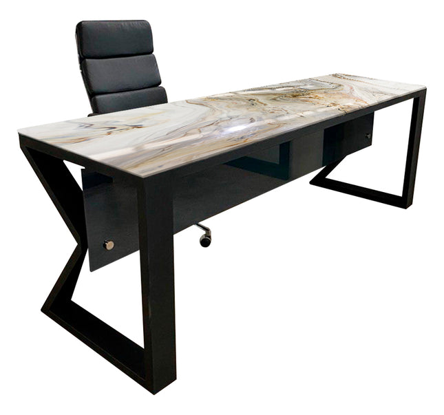 ESCRITORIO CAPILANO BASE DE METAL NEGRO MATE