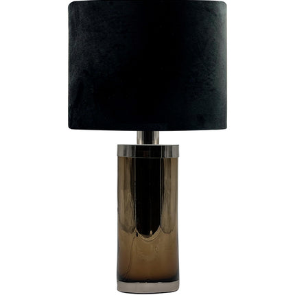 LÁMPARA CILINDRO CH CHOCOLATE CROMO PANTALLA NEGRA