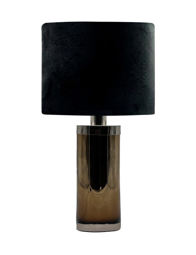 LÁMPARA CILINDRO CH CHOCOLATE CROMO PANTALLA NEGRA