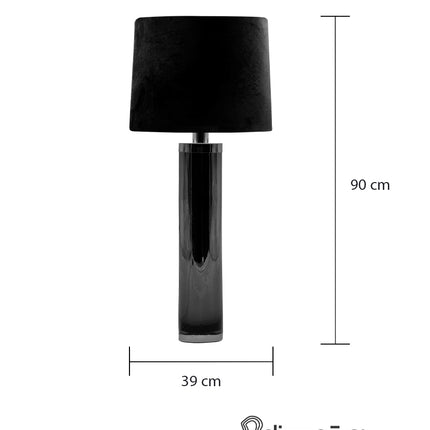 LÁMPARA CILINDRO GDE CHOCOLATE CROMO PANTALLA NEGRA