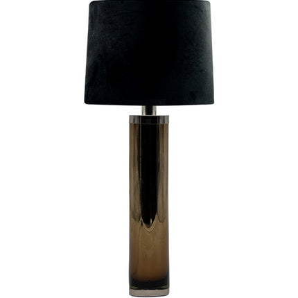 LÁMPARA CILINDRO GDE CHOCOLATE CROMO PANTALLA NEGRA