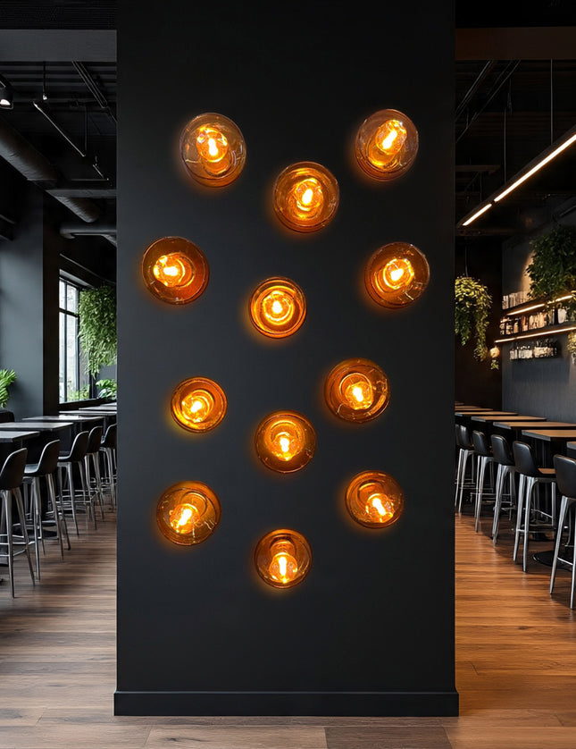 SET LÁMPARA CÍO ÁMBAR TRASLÚCIDO 12 PZAS