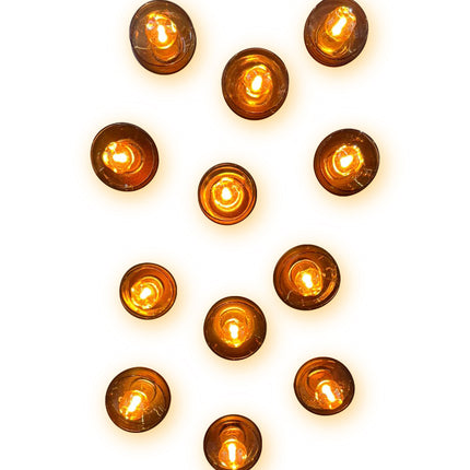 SET LÁMPARA CÍO ÁMBAR TRASLÚCIDO 12 PZAS