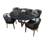 COMEDOR VICTORIA ARK NOCHE DORADA 160 CM CON 4 SILLAS DELHI