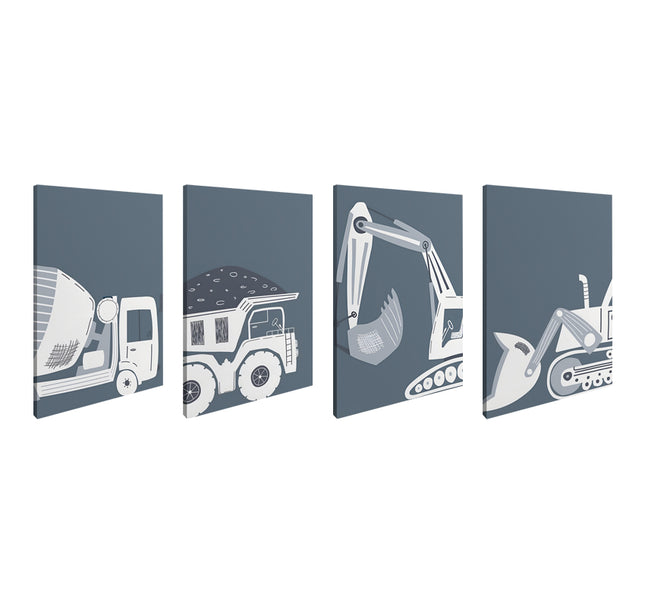 SET DE CUADROS CONSTRUCTION TRUCKS 4 PZAS