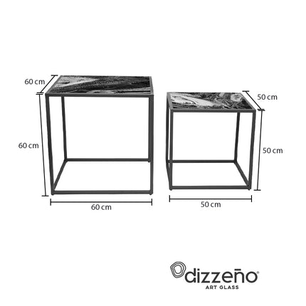 SET MESAS LATERALES DE METAL "CUBA" 2 PZAS