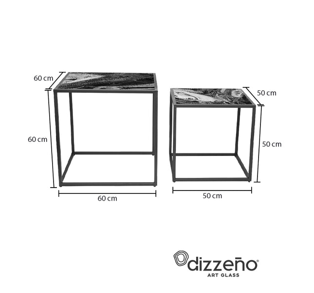 SET MESAS LATERALES DE METAL "CUBA" 2 PZAS