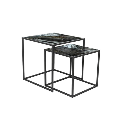 SET MESAS LATERALES DE METAL "CUBA" 2 PZAS