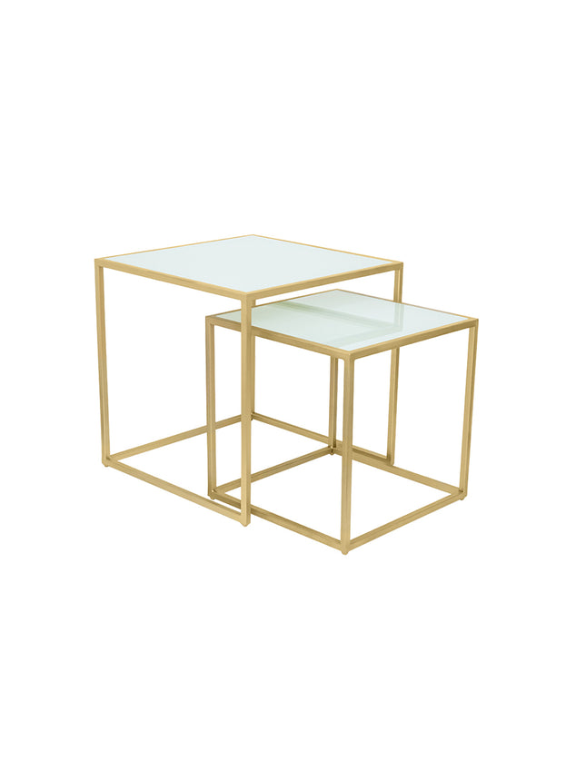 SET MESAS LATERALES DE METAL "CUBA" 2 PZAS