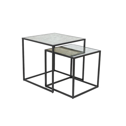 SET MESAS LATERALES DE METAL "CUBA" 2 PZAS