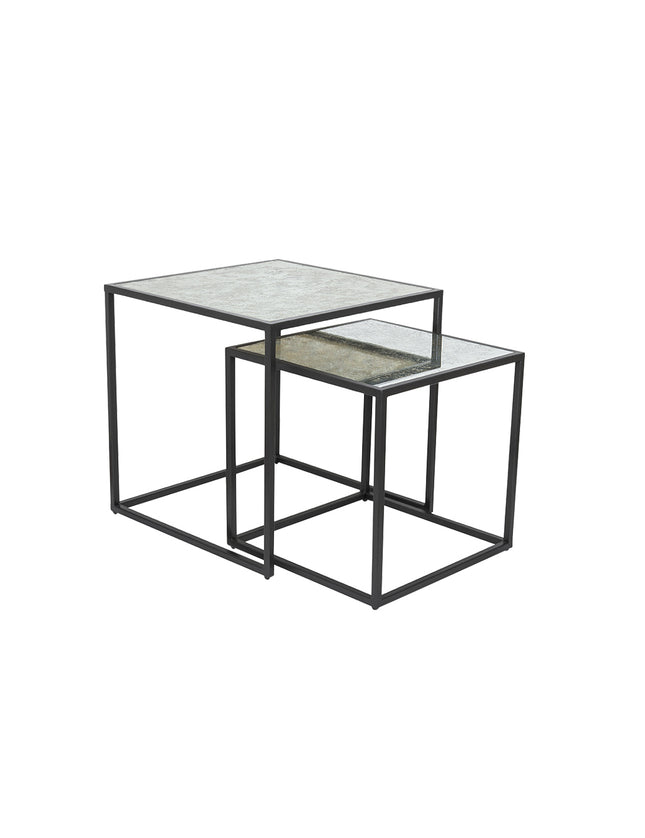 SET MESAS LATERALES DE METAL "CUBA" 2 PZAS